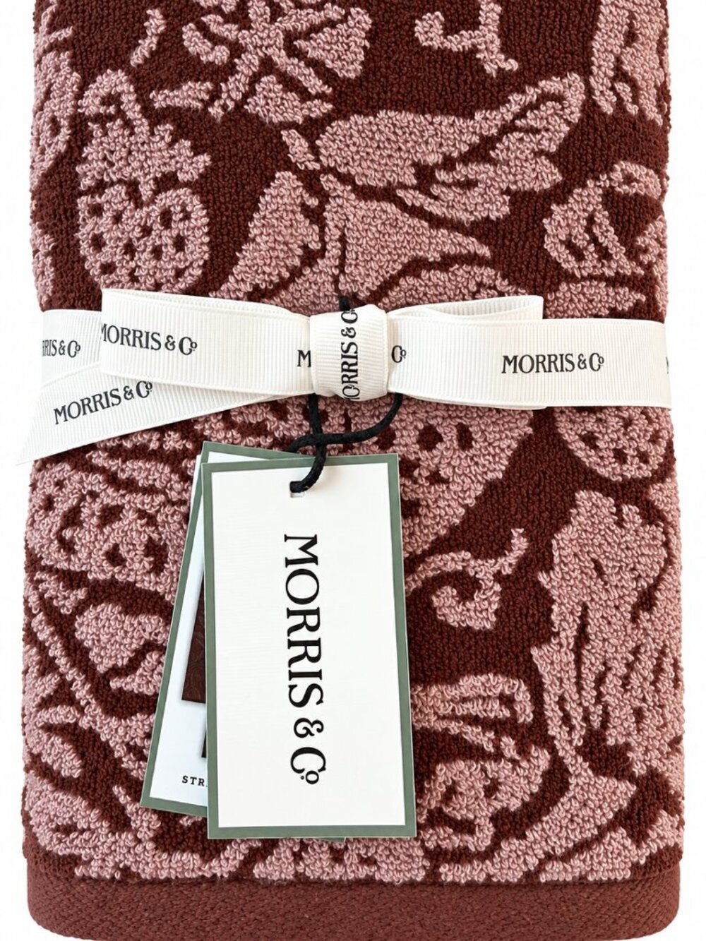 William Morris Strawberry Thief Hand Towels Soft Luxury 18x28" Burgundy Set of 2